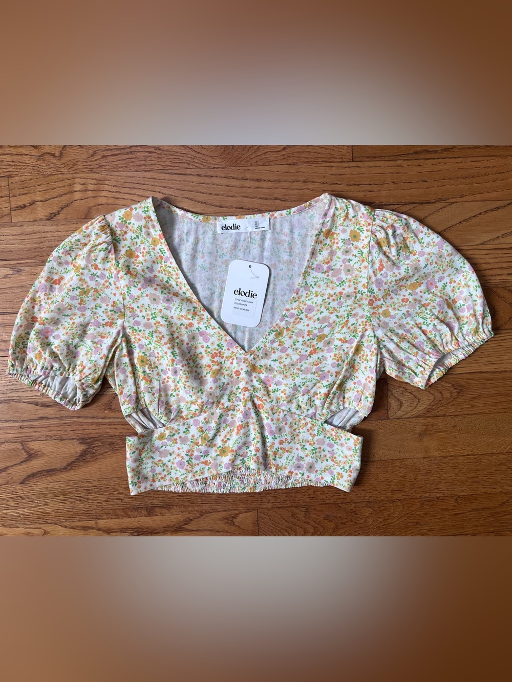 Elodie Floral Crop Blouse with side cut-outs